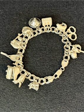 Vintage Sterling Silver 925 ITALY 14 Charm Bracelet 8”